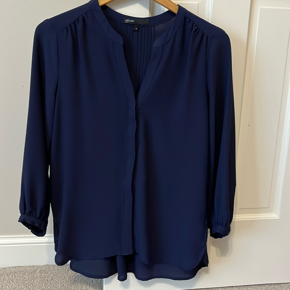 Gibson 3/4 sleeve navy blue blouse.  EUC.  Size small.